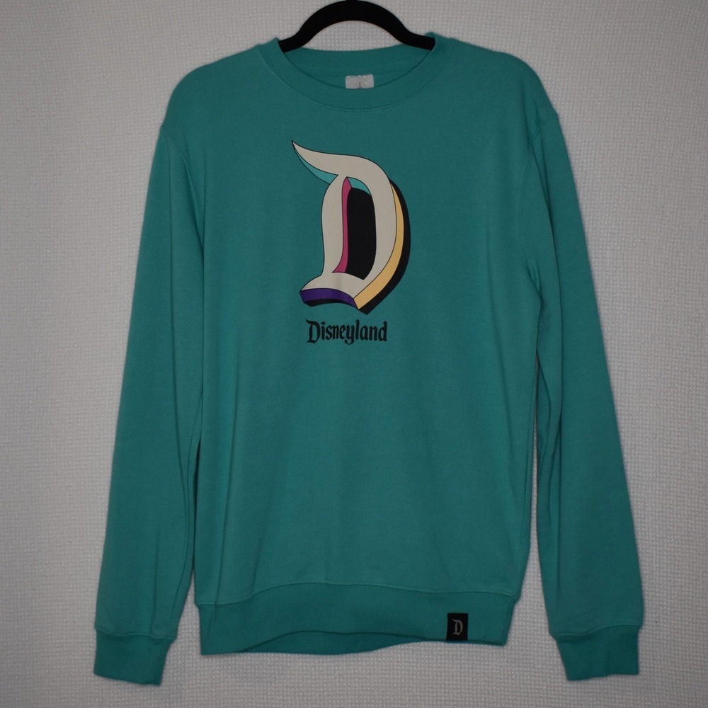 Disney Parks Disneyland Graphic Sweatshirt Teal Green Women Small D Logo